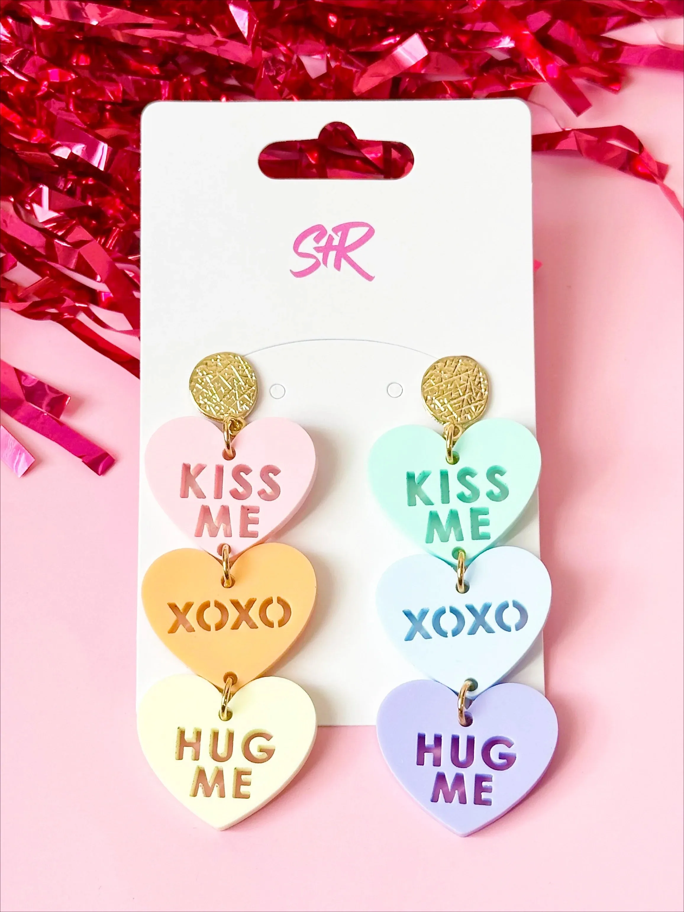 Sandy   Rizzo Pastel Rainbow Conversation Heart Earrings