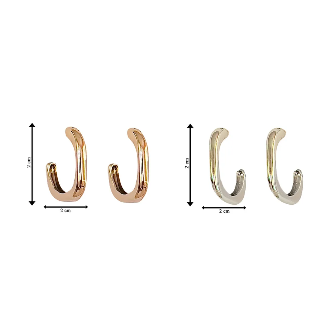 Set Of 2 Rose Gold & Silver Rounded Square Open-Hoop Earrings