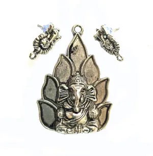 Silver German Silver Ganesha Pendant Set