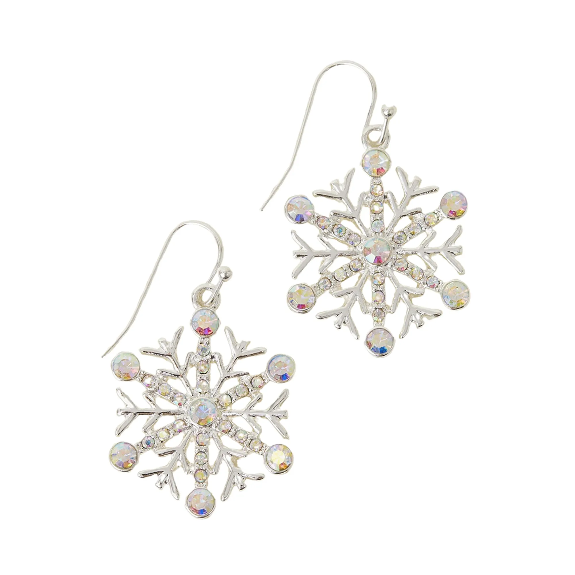 Silver Sparkle Snowflake Drop Earrings