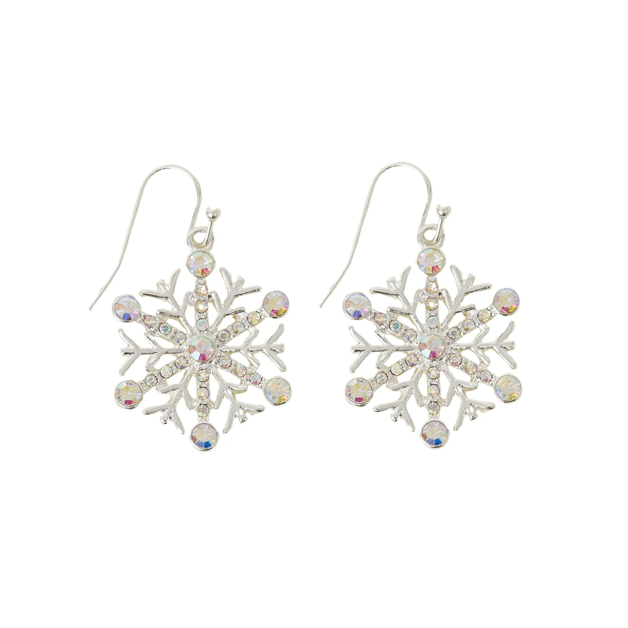 Silver Sparkle Snowflake Drop Earrings