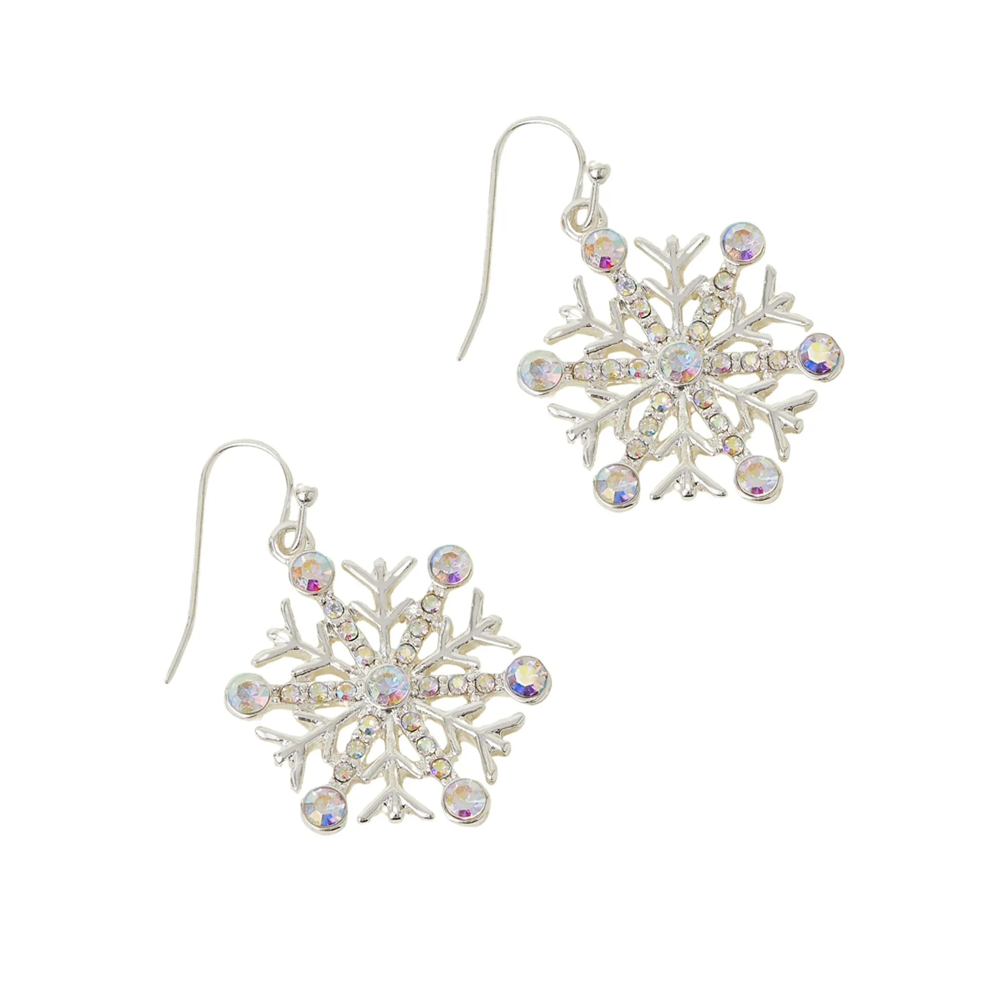 Silver Sparkle Snowflake Drop Earrings