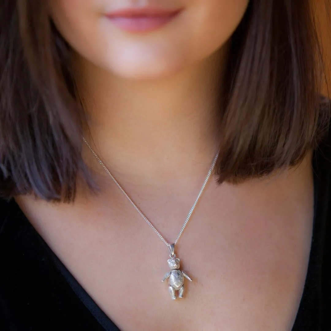 Silver Teddy Bear Necklace