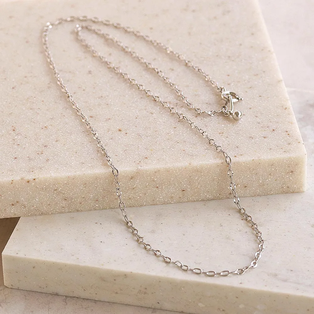 Silver Tone Flat Chain Necklace