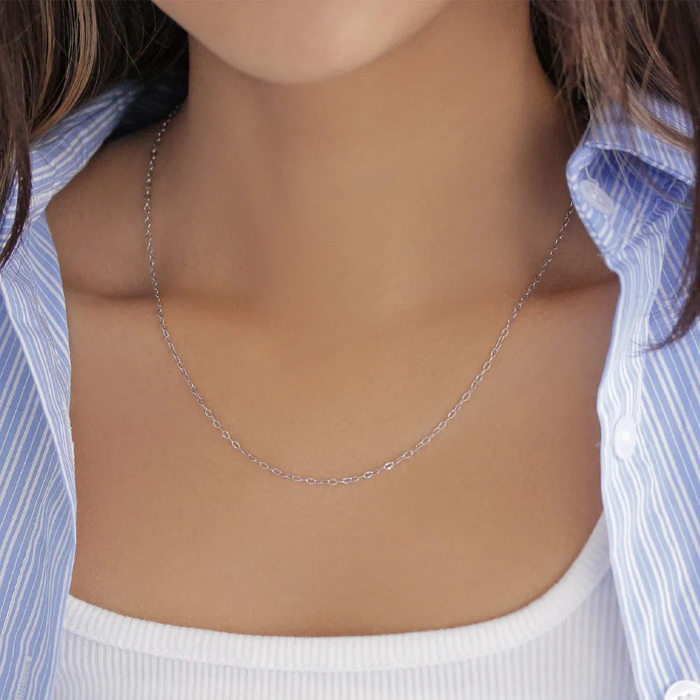 Silver Tone Flat Chain Necklace