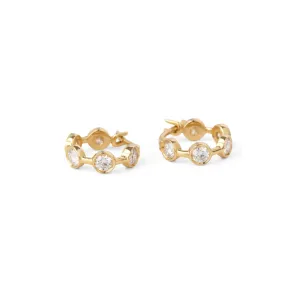 Small On The Rocks 18K Gold Hoops w. Diamonds