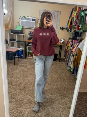 Snowflake Maroon Thermal Long Sleeve M