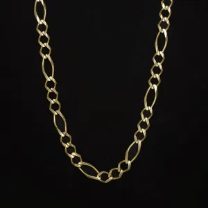 SOLID 10k YELLOW GOLD FIGARO CHAIN NECKLACE 3.7m 20in ESTATE MENS LADIES CLASSIC