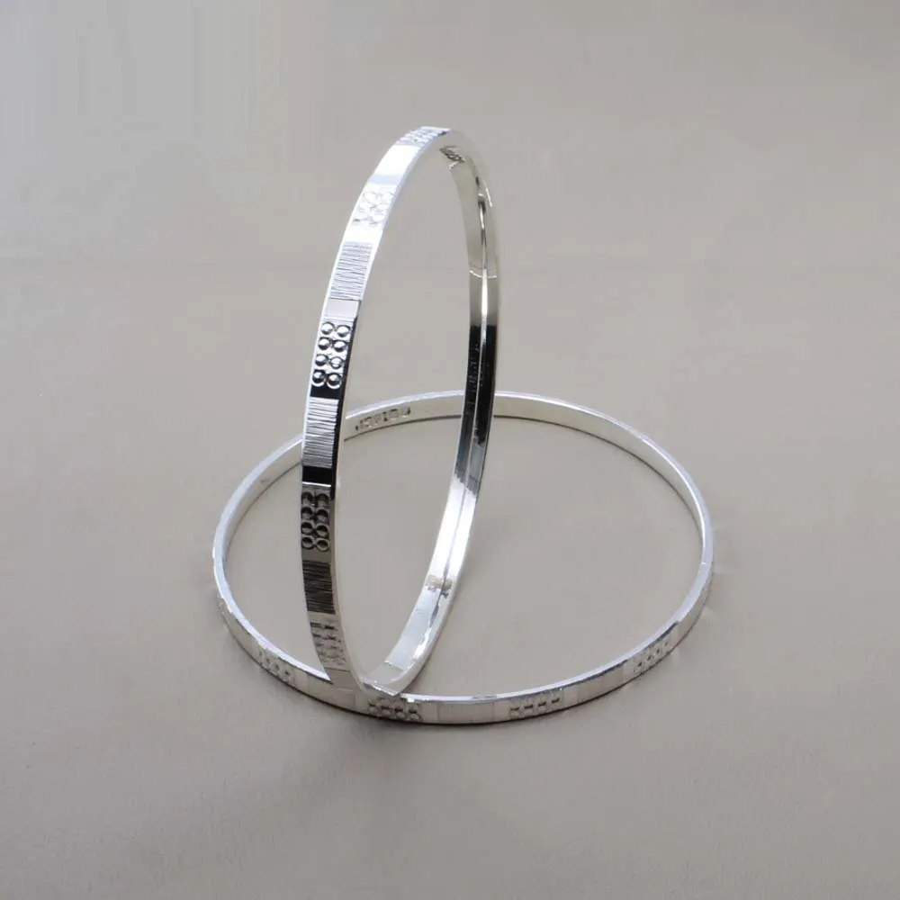 Sterling 990 Silver Women Bangles Bracelet (Kangan)-Pair