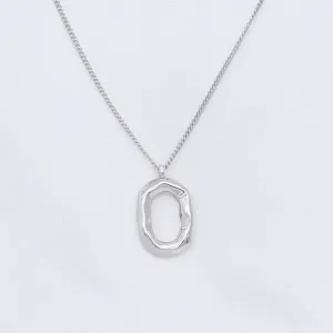 Sterling Silver Irregular Oval Necklace - Silver