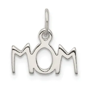 Sterling Silver Polished Flat Mom Charm pendant
