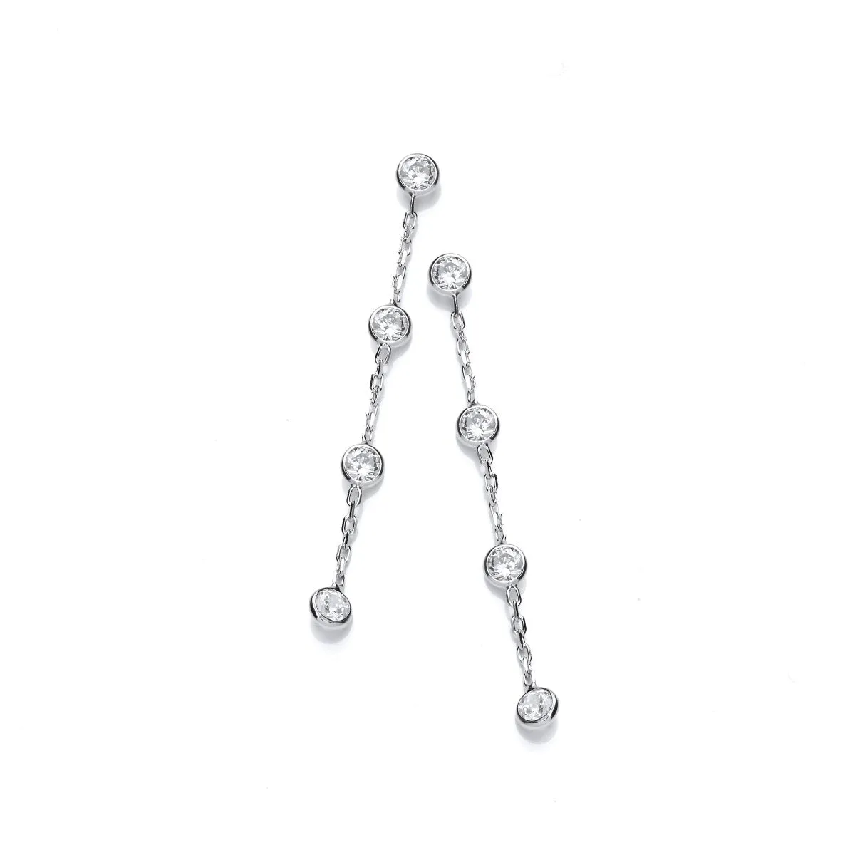Sterling Silver Rubover CZ Drop Earrings