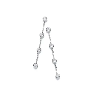 Sterling Silver Rubover CZ Drop Earrings