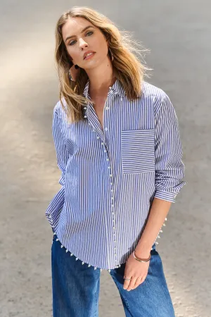 STRIPE SHIRT WITH PEARLS