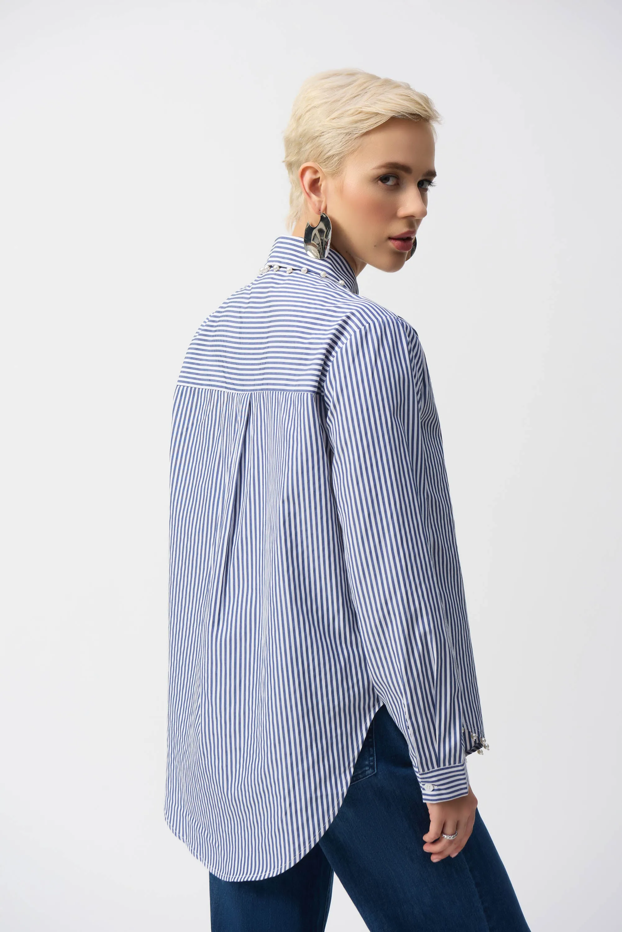 STRIPE SHIRT WITH PEARLS