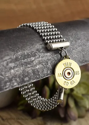 Stylish 20 Gauge Shotgun Mixed Metal Bracelet, Stainless Steel Ball Chain, Custom