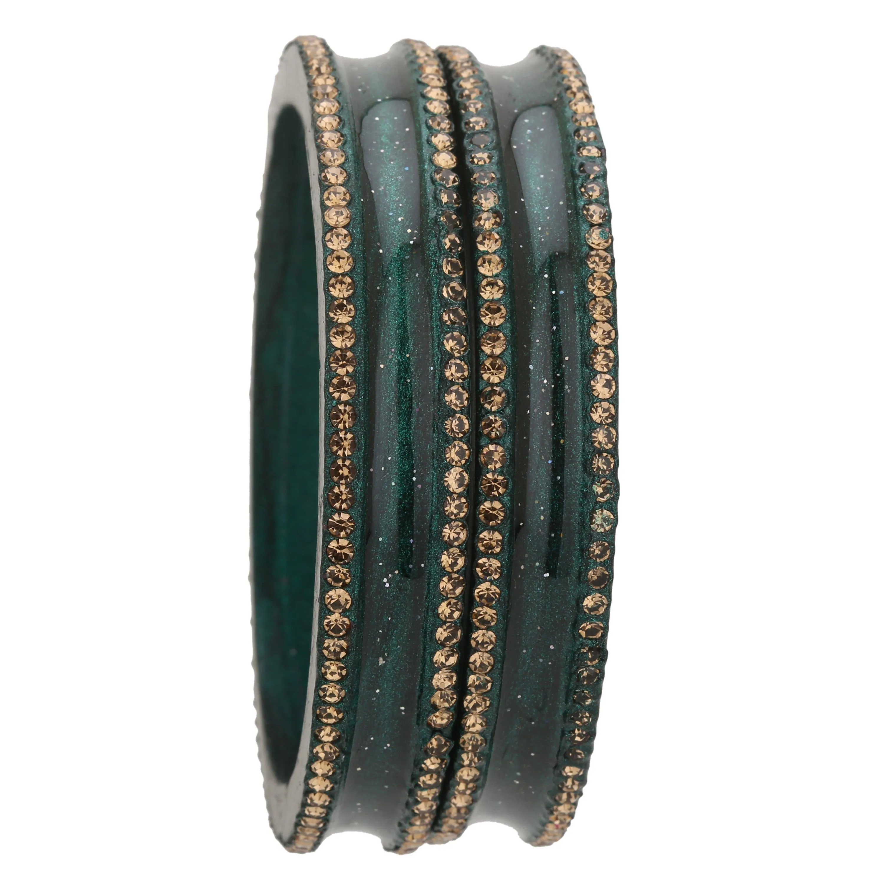 Sukriti Rajasthani Elegant Bottle Green Lac Bangles for Women - Set of 2
