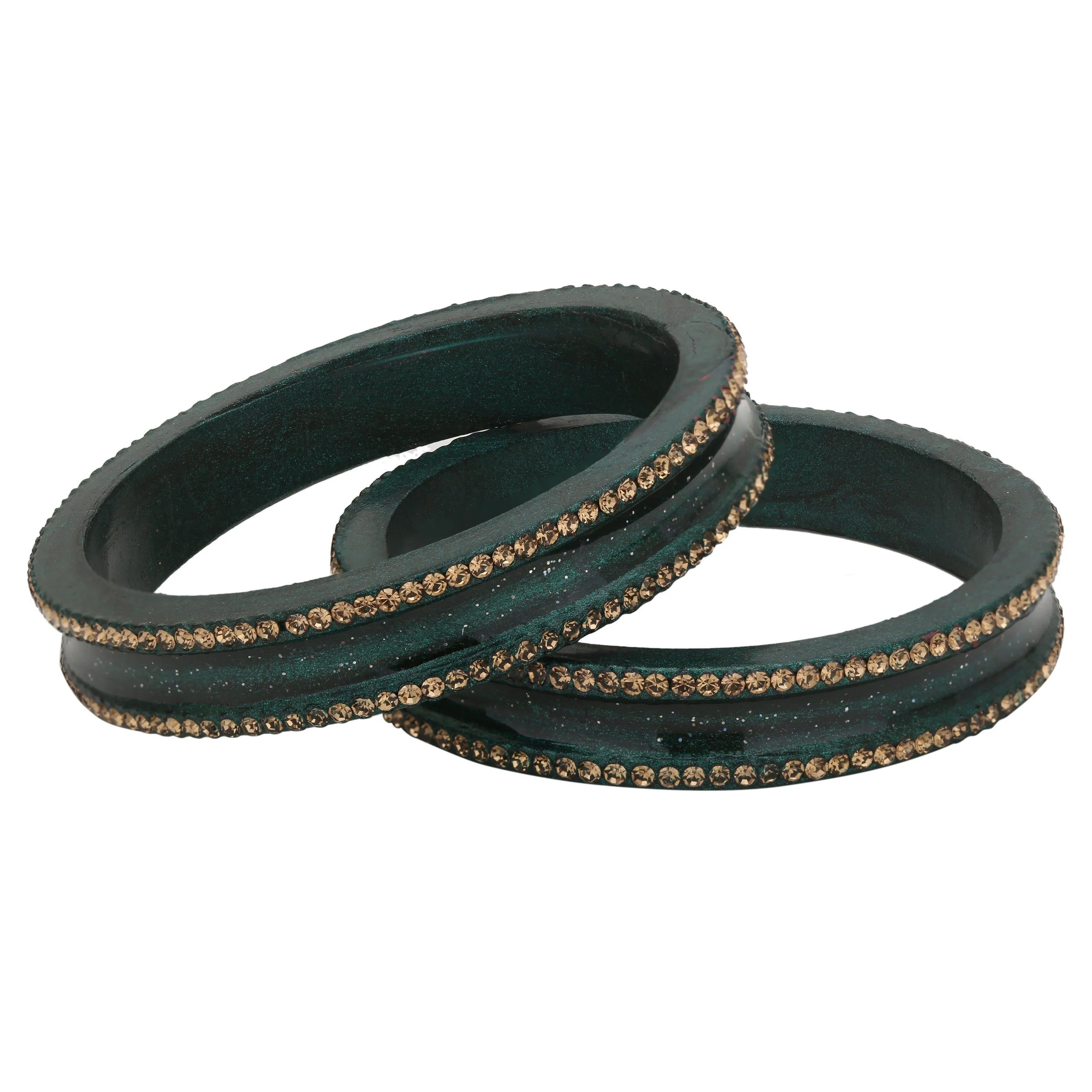 Sukriti Rajasthani Elegant Bottle Green Lac Bangles for Women - Set of 2