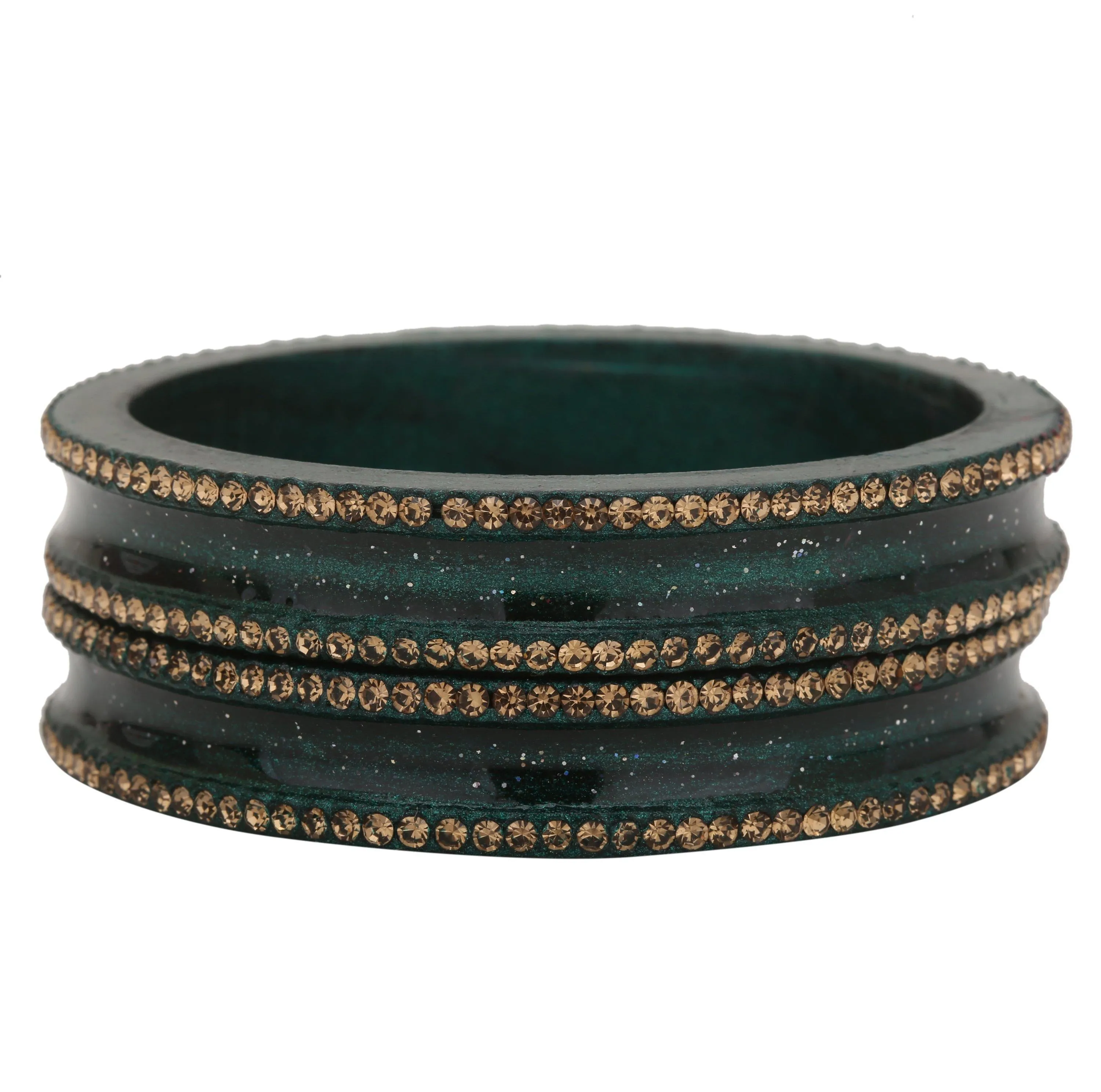 Sukriti Rajasthani Elegant Bottle Green Lac Bangles for Women - Set of 2