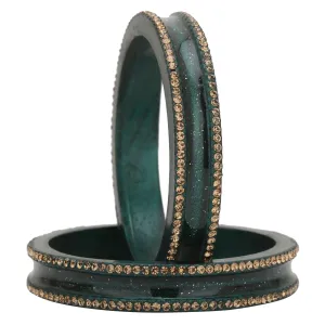 Sukriti Rajasthani Elegant Bottle Green Lac Bangles for Women - Set of 2