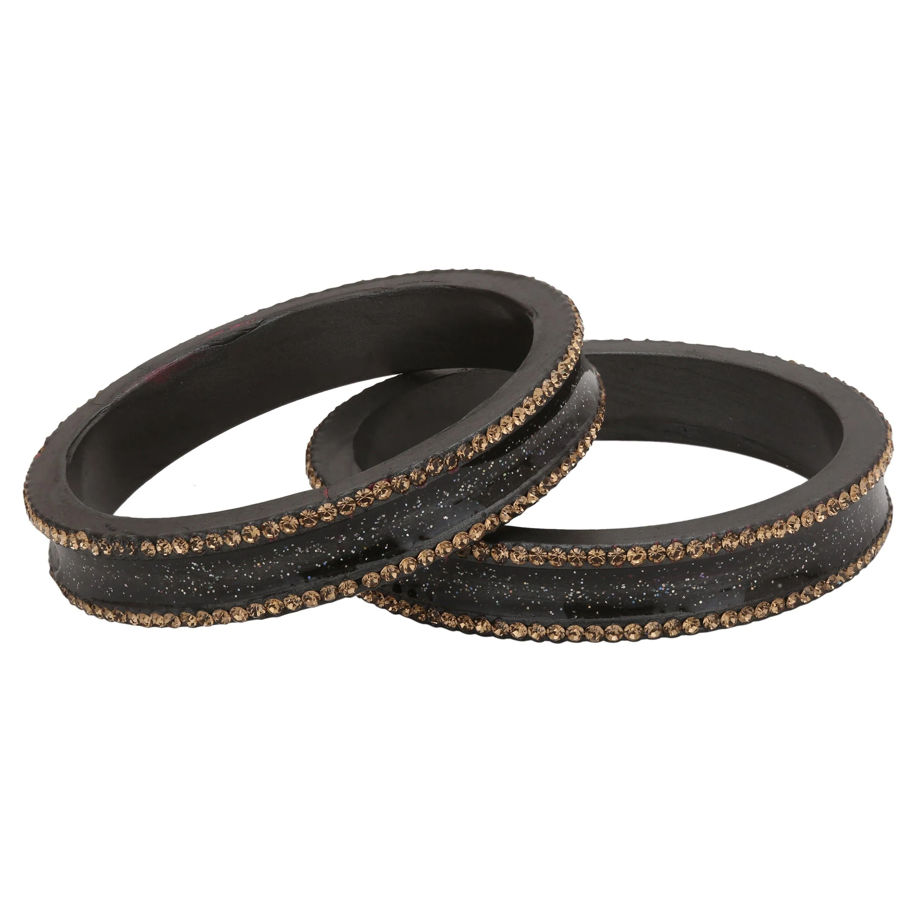 Sukriti Rajasthani Elegant Dark grey Lac Bangles for Women - Set of 2