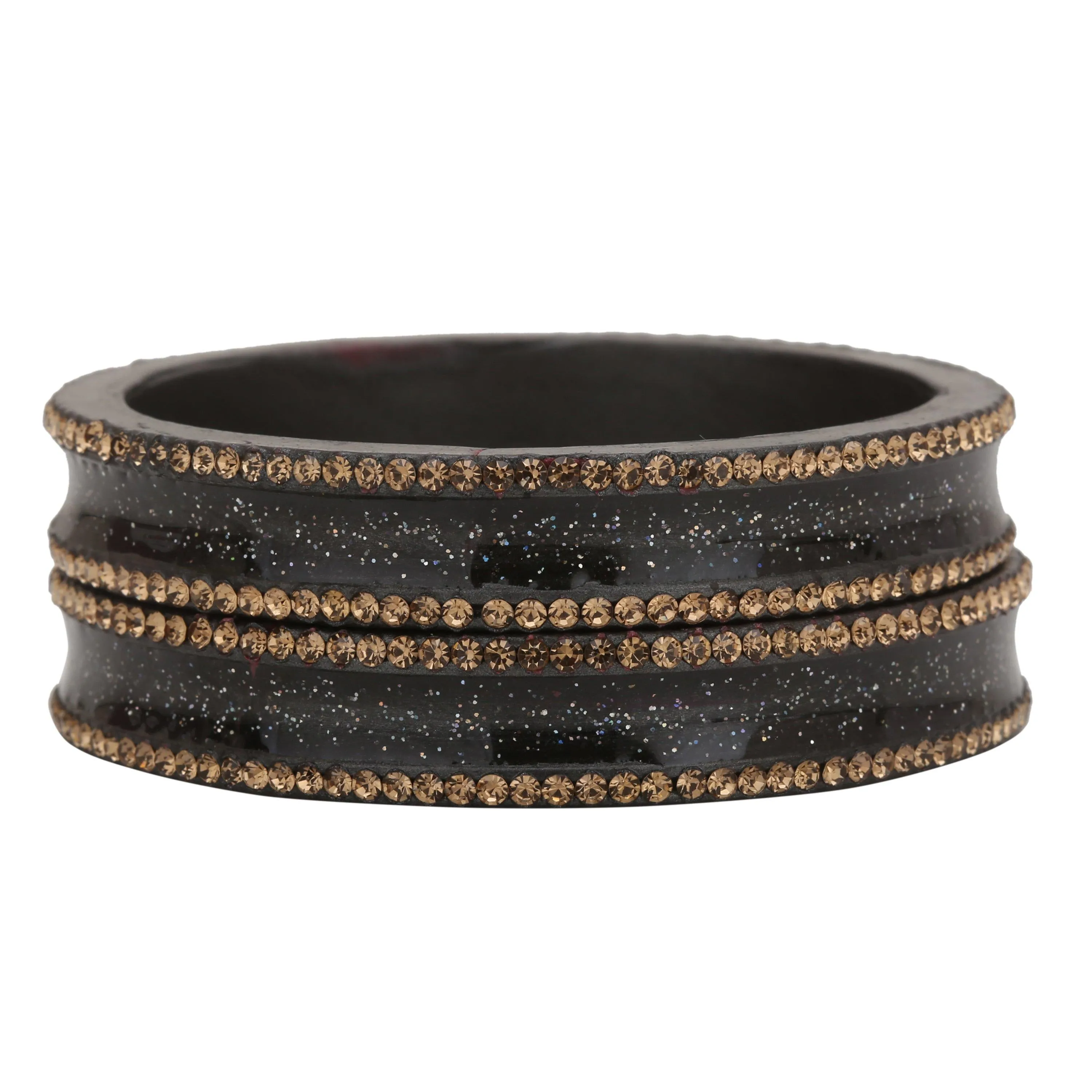 Sukriti Rajasthani Elegant Dark grey Lac Bangles for Women - Set of 2
