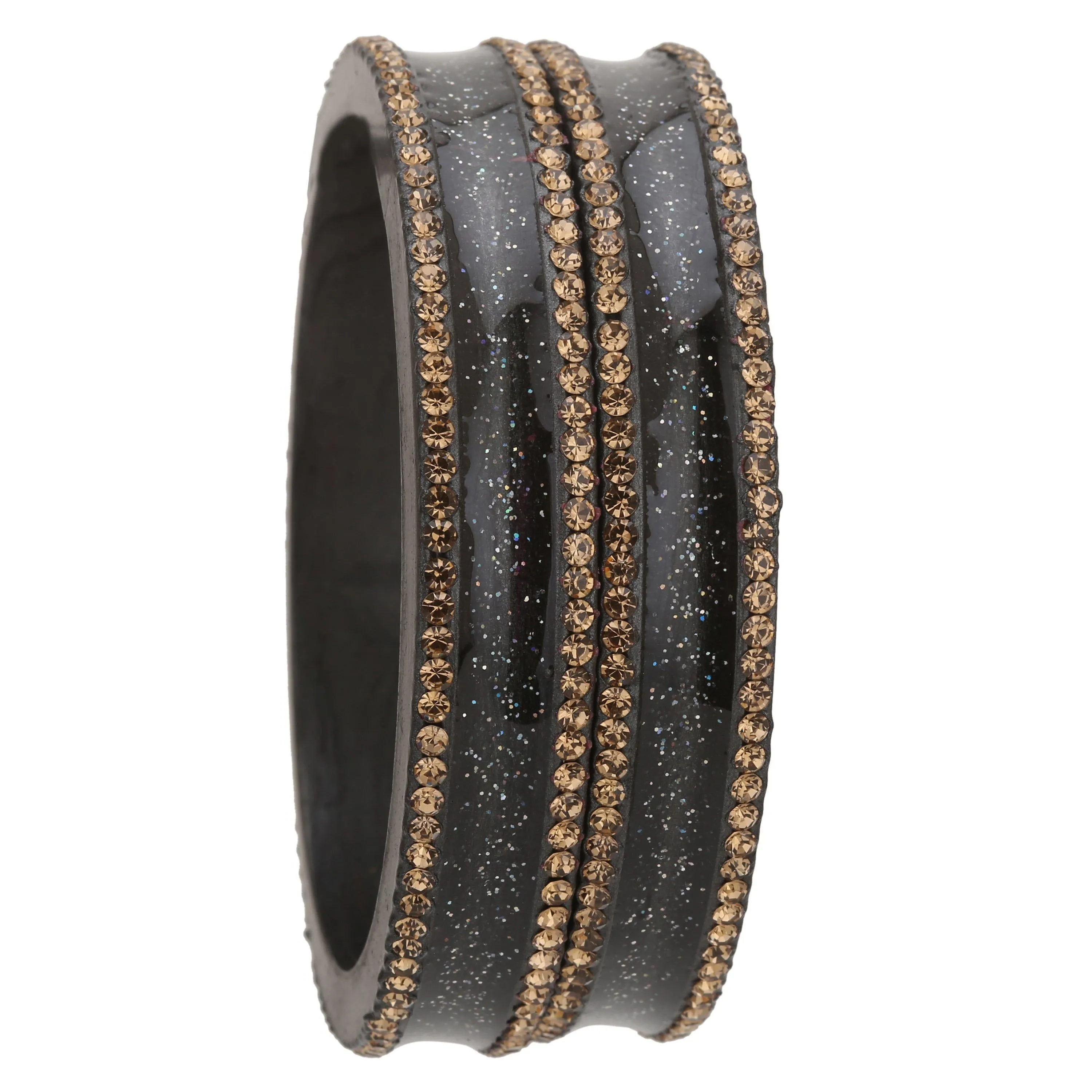 Sukriti Rajasthani Elegant Dark grey Lac Bangles for Women - Set of 2
