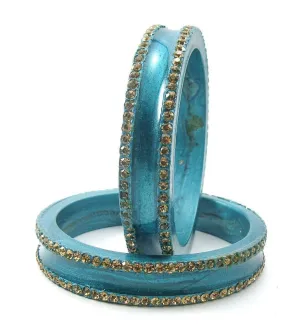 Sukriti Rajasthani Elegant Sea-Green Lac Bangles for Women - Set of 2