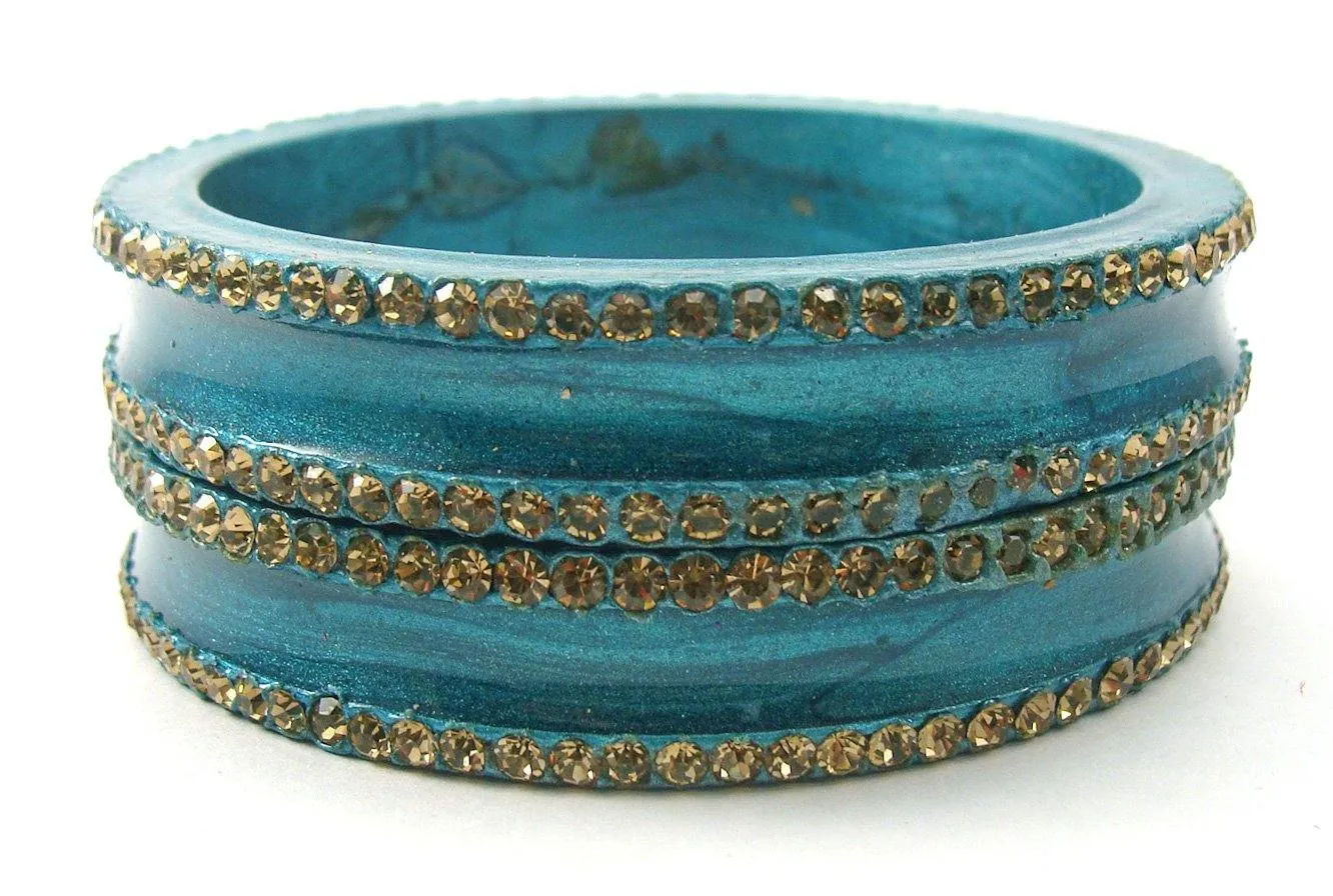 Sukriti Rajasthani Elegant Sea-Green Lac Bangles for Women - Set of 2