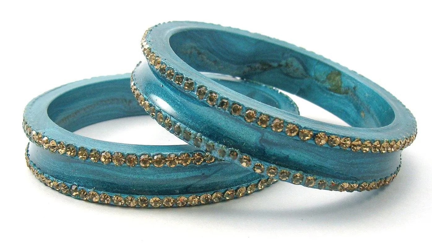 Sukriti Rajasthani Elegant Sea-Green Lac Bangles for Women - Set of 2