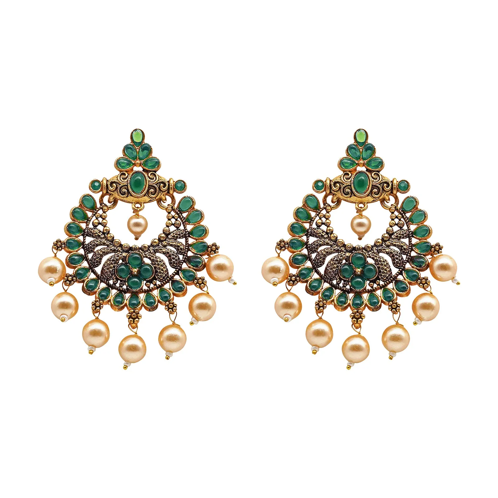 Teejh Hanseeka Dark Green Gold Enamel Earring