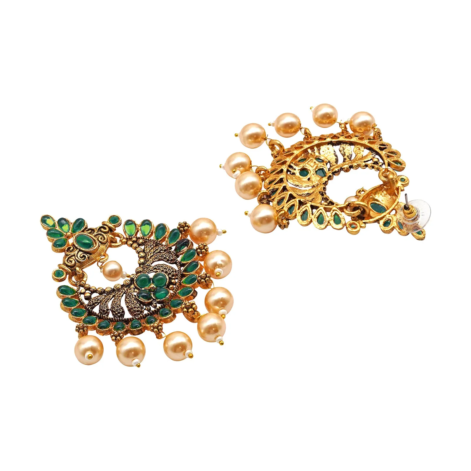 Teejh Hanseeka Dark Green Gold Enamel Earring