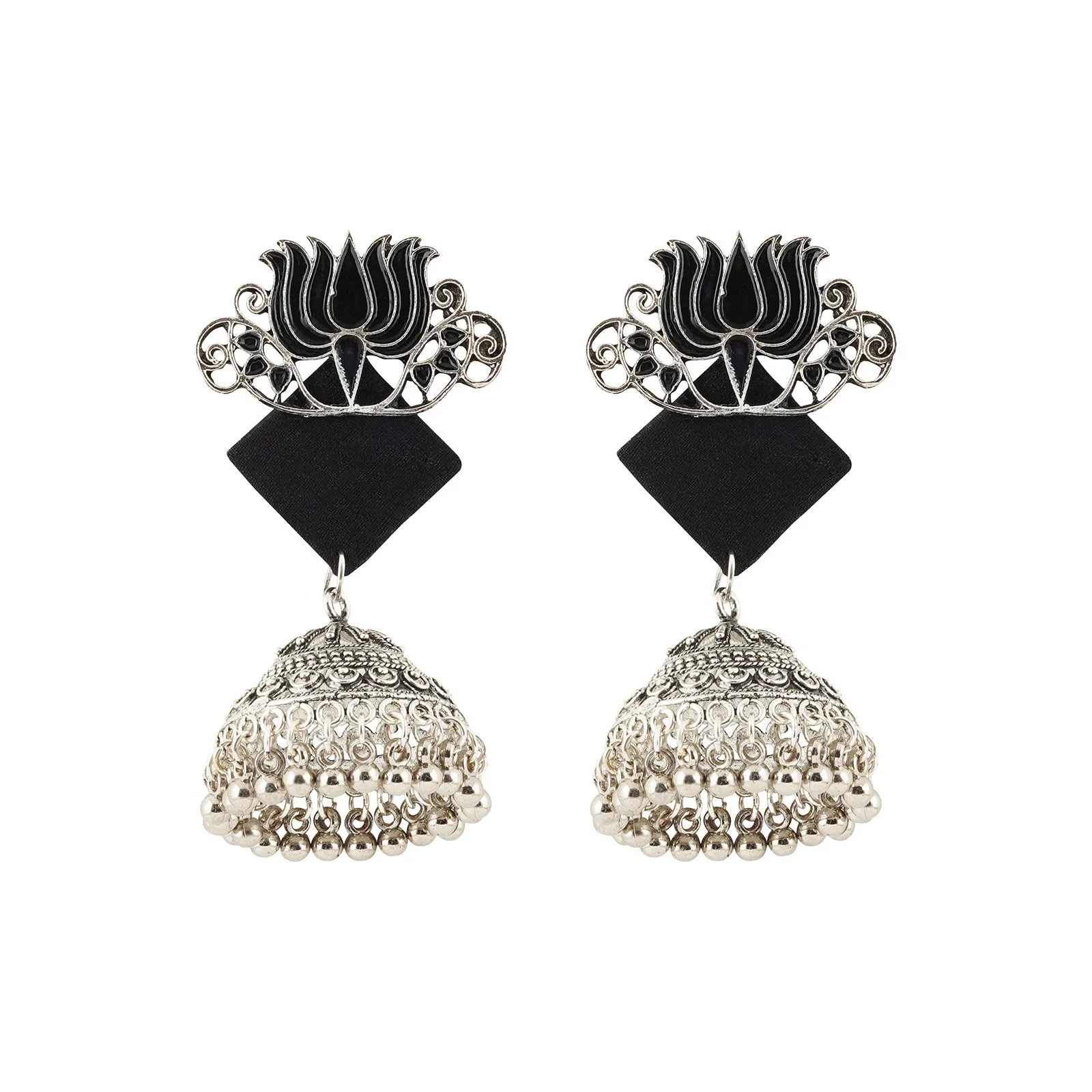 Teejh Helna Black Silver Oxidised Earring