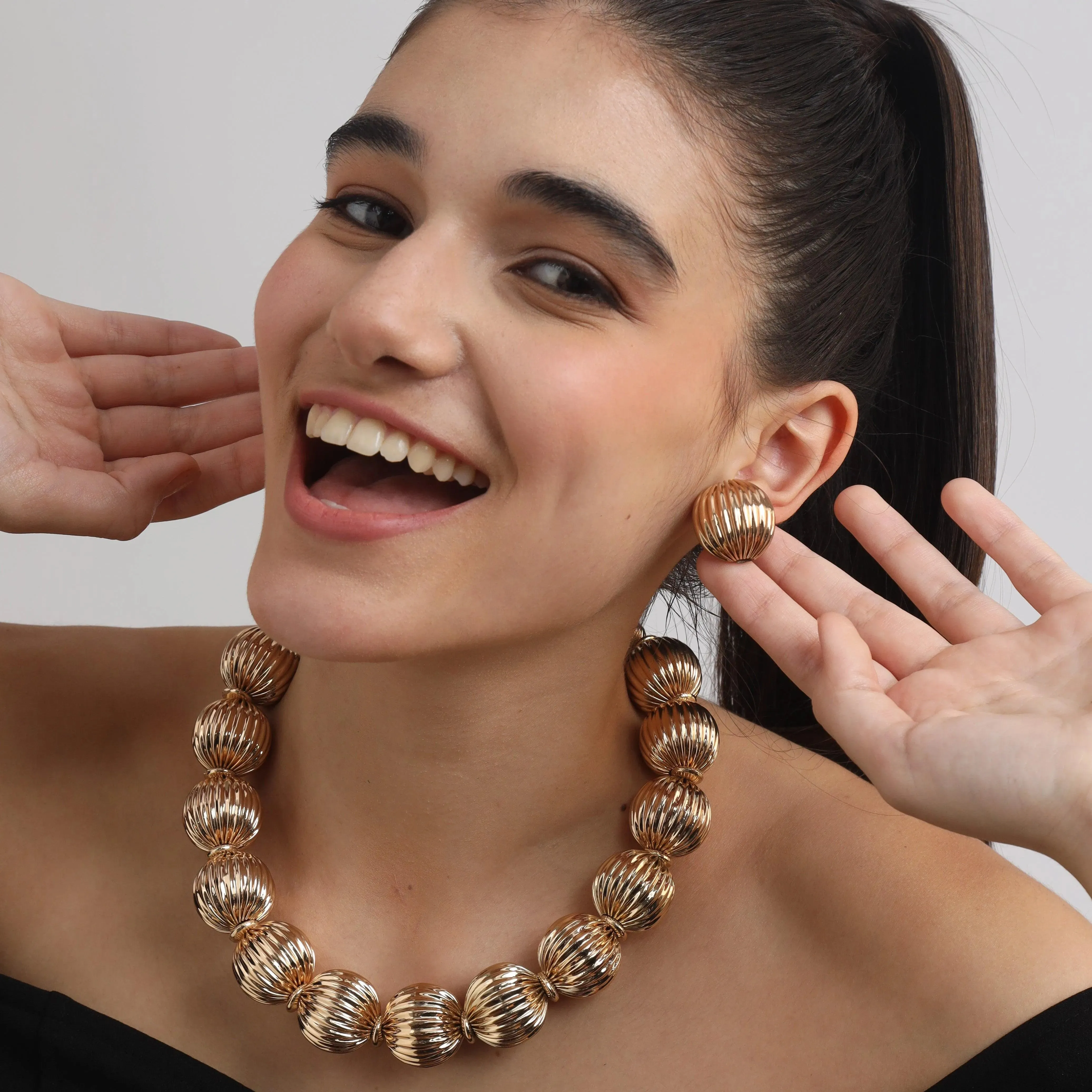 TFC Big Vortex Gold Plated Stud Earrings