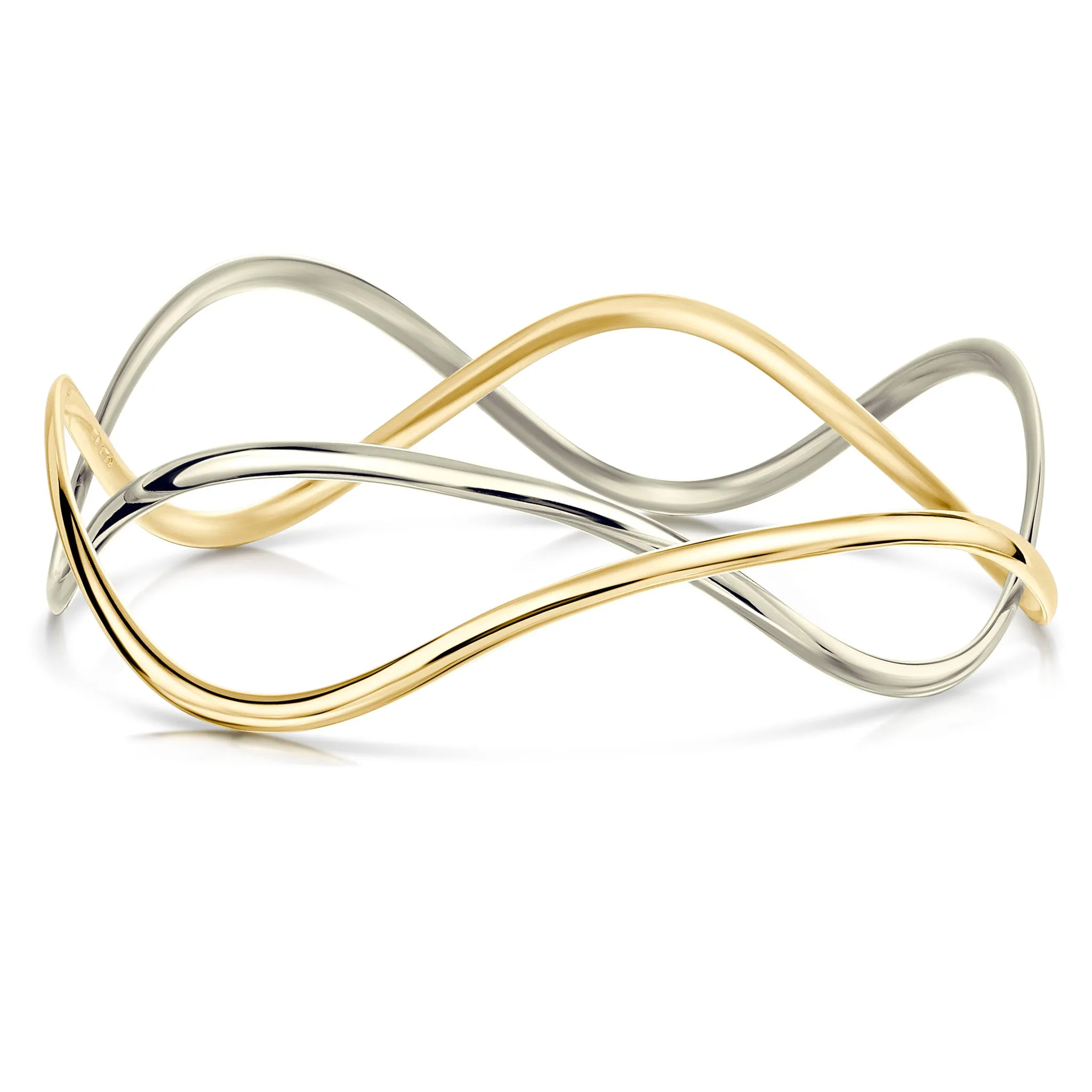 Tidal 2-part Bangle in 9ct Yellow & White Gold