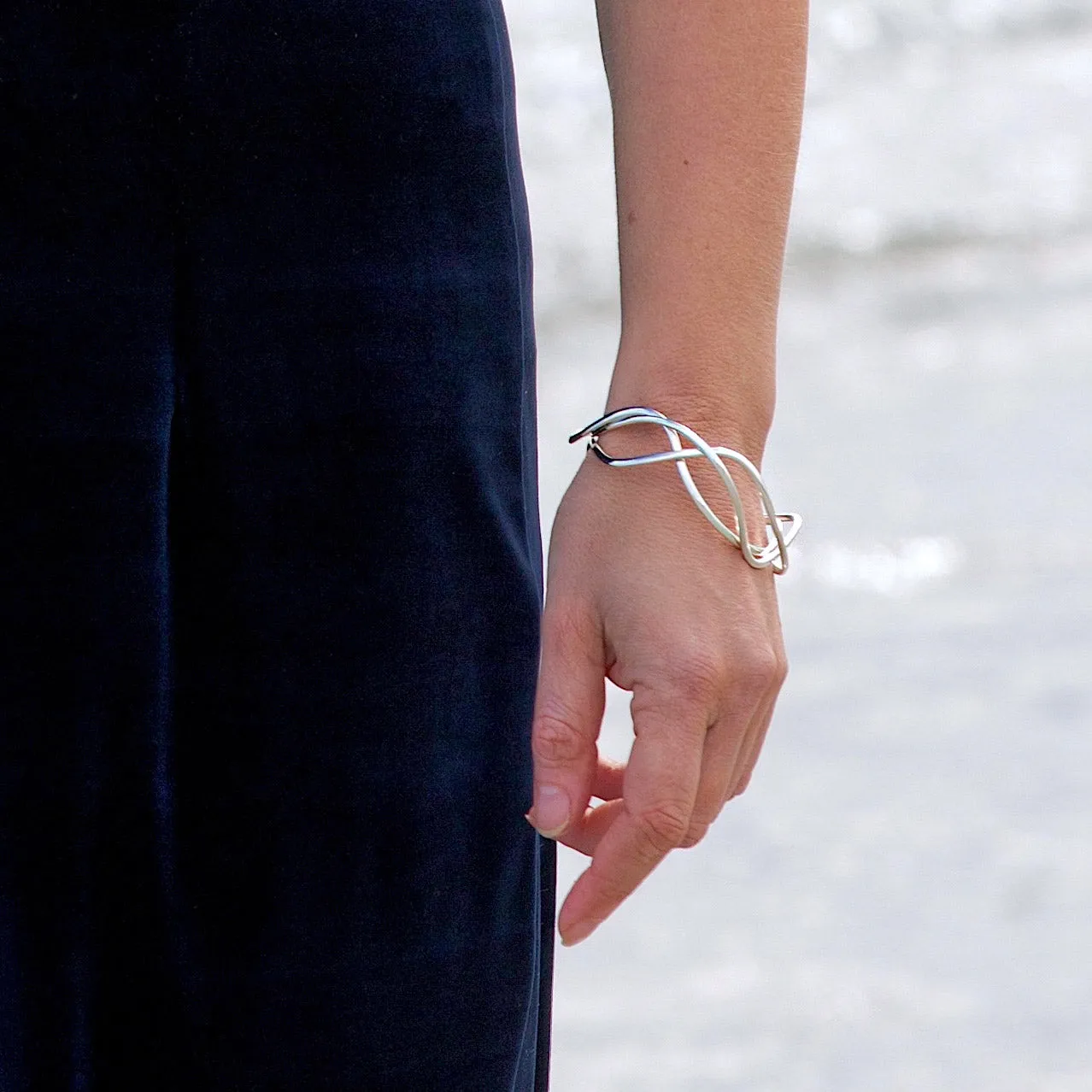 Tidal 3-part Bangle in Sterling Silver