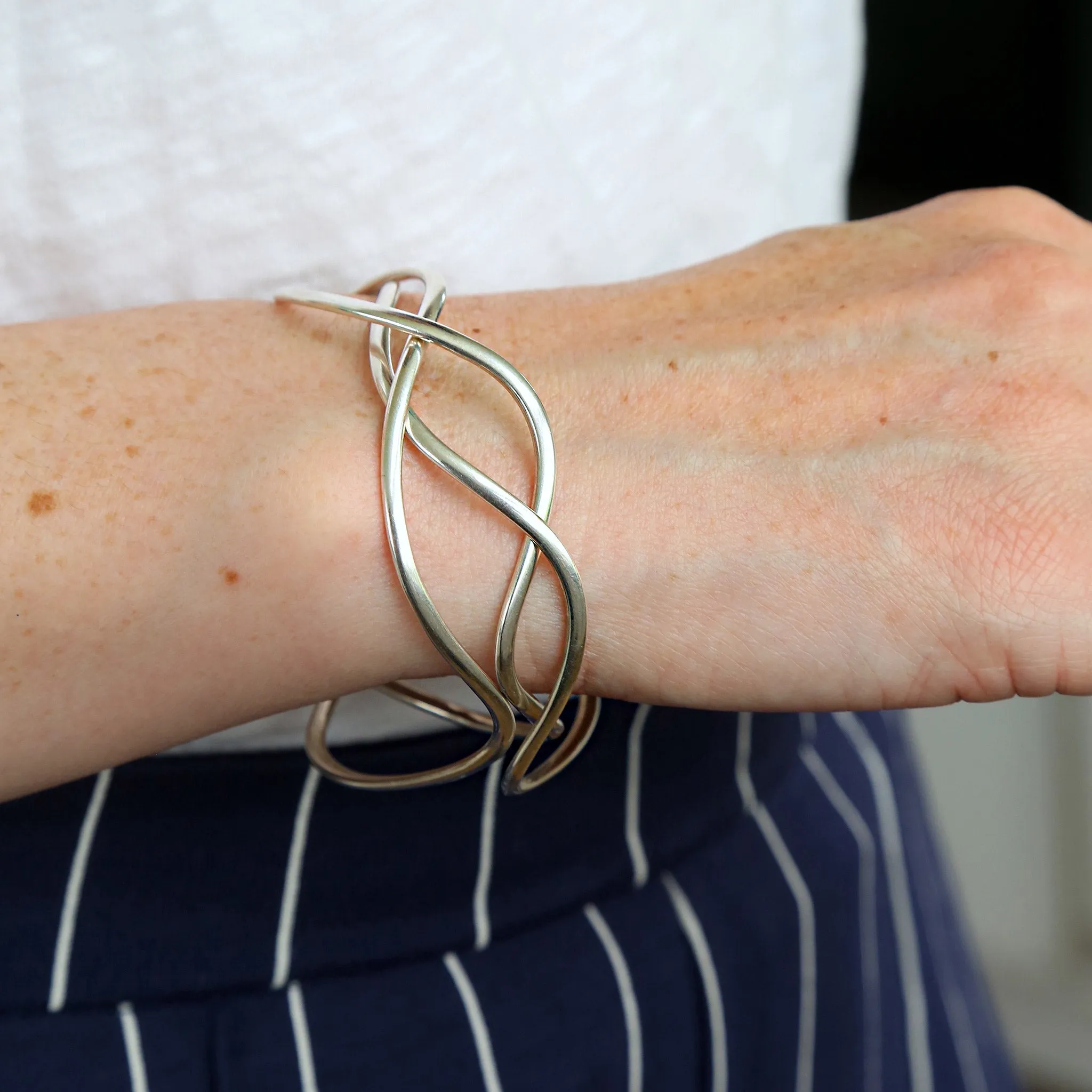 Tidal 3-part Bangle in Sterling Silver