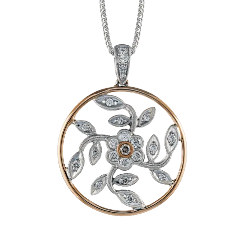 Trellis Floral Pendant in 18k Gold with Diamonds