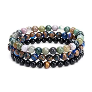 Triple Layer Hematite Natural Stone Bracelet