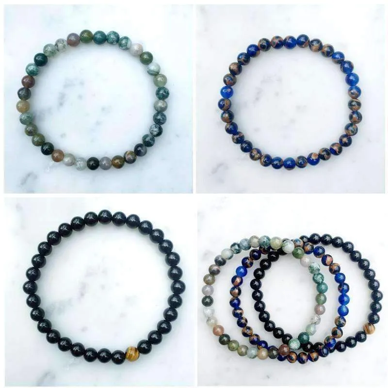 Triple Layer Hematite Natural Stone Bracelet