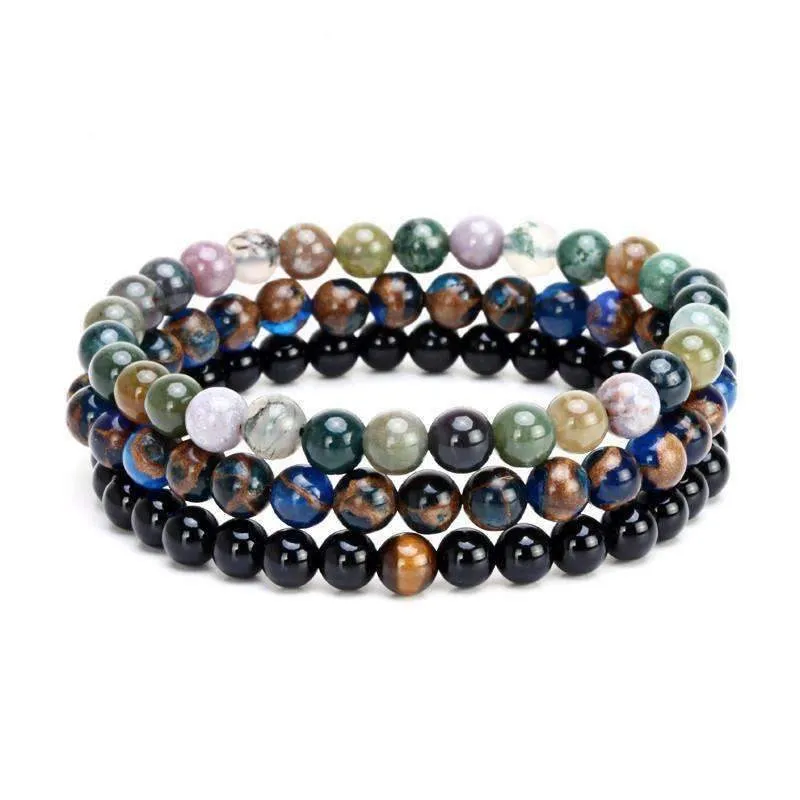 Triple Layer Hematite Natural Stone Bracelet