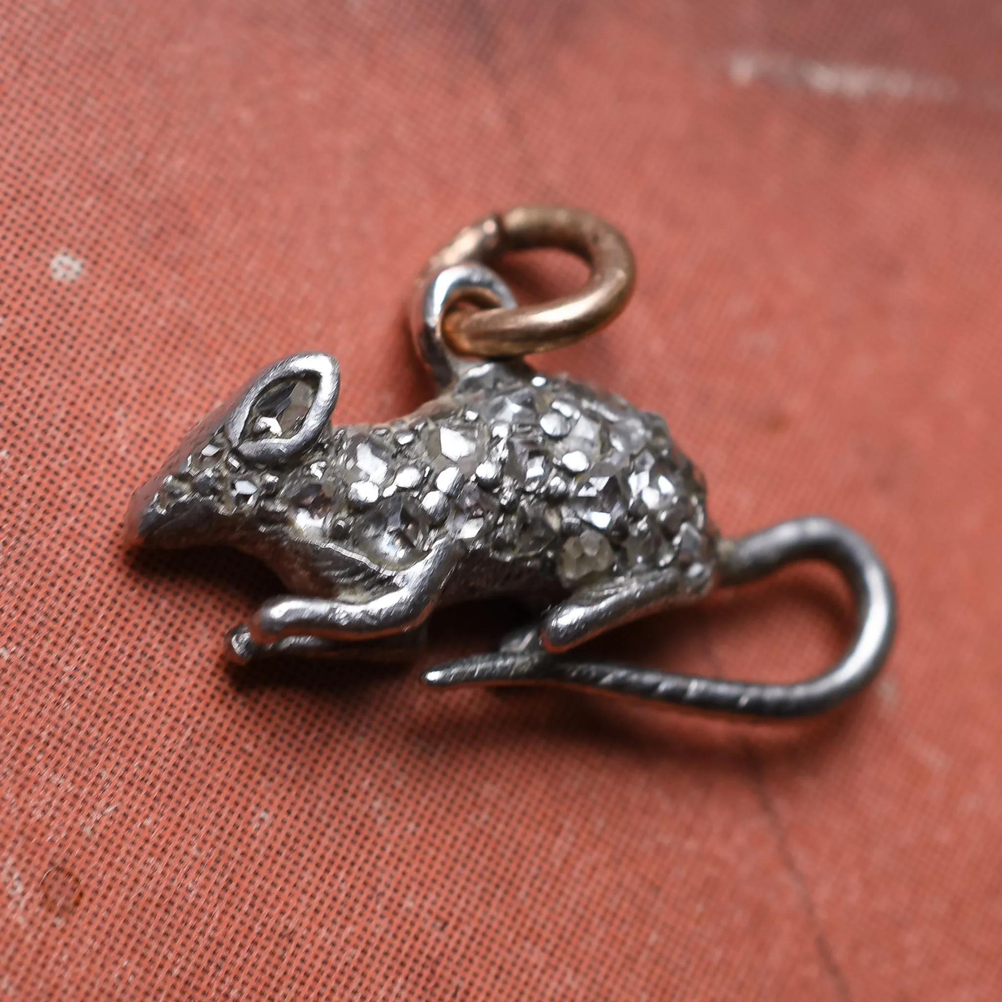 Victorian Diamond Mouse Charm