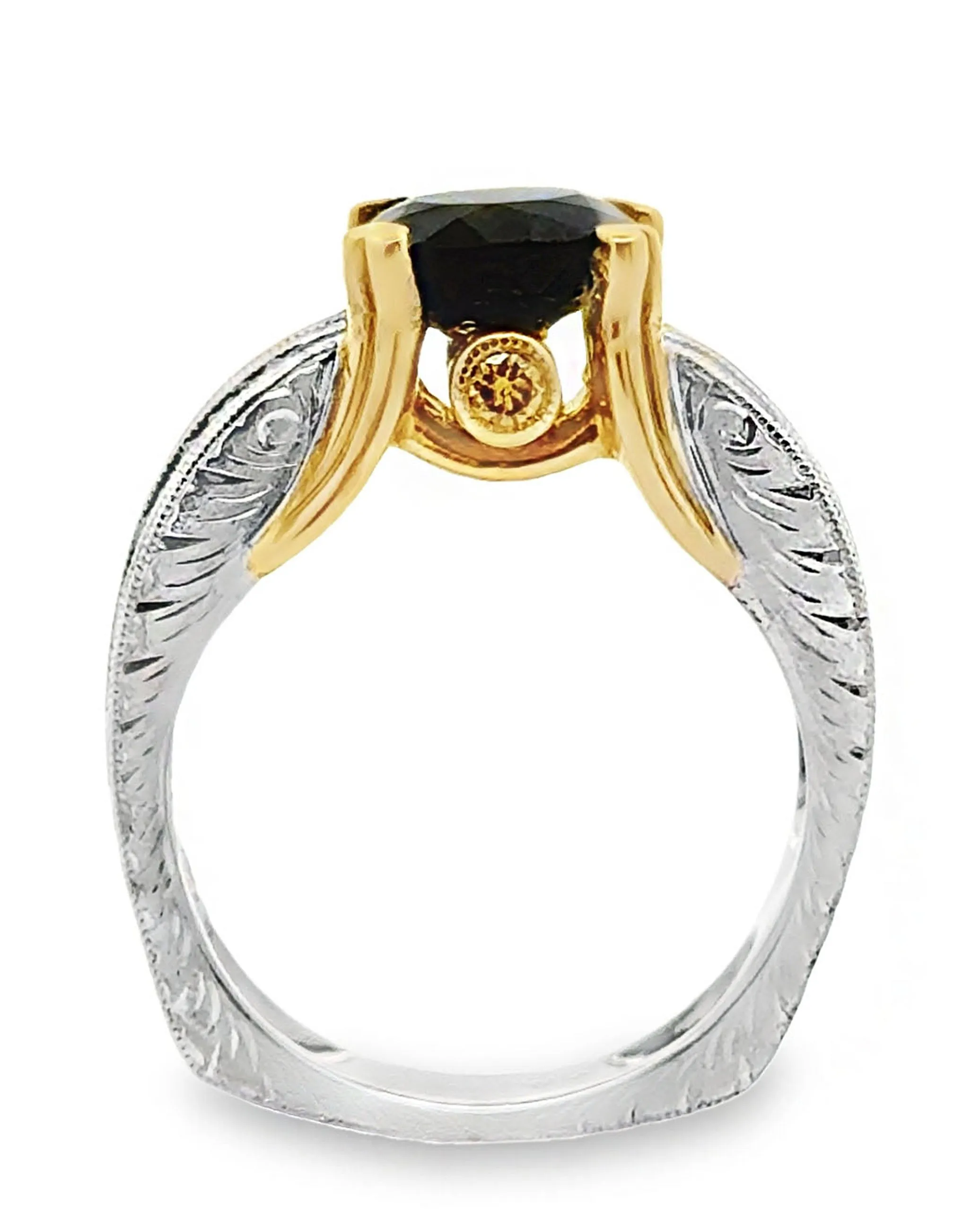 Vintage Kirk Kara Ring with Diamonds and Green Tourmaline