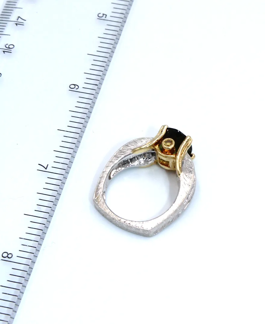 Vintage Kirk Kara Ring with Diamonds and Green Tourmaline