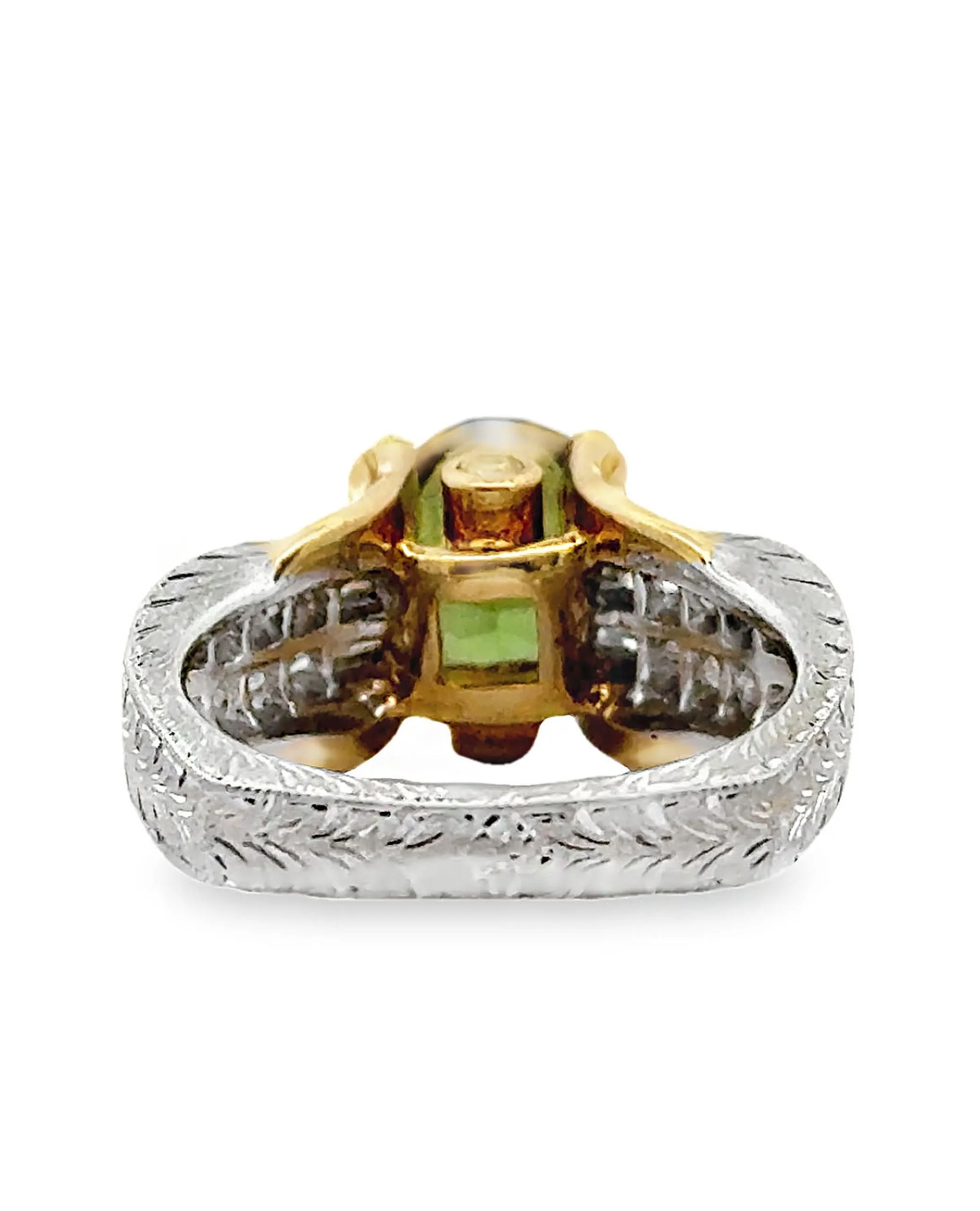 Vintage Kirk Kara Ring with Diamonds and Green Tourmaline
