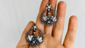 Vintage Oaxacan Filigree Earrings. Sterling Silver & Pearl. Mexico. Frida Kahlo