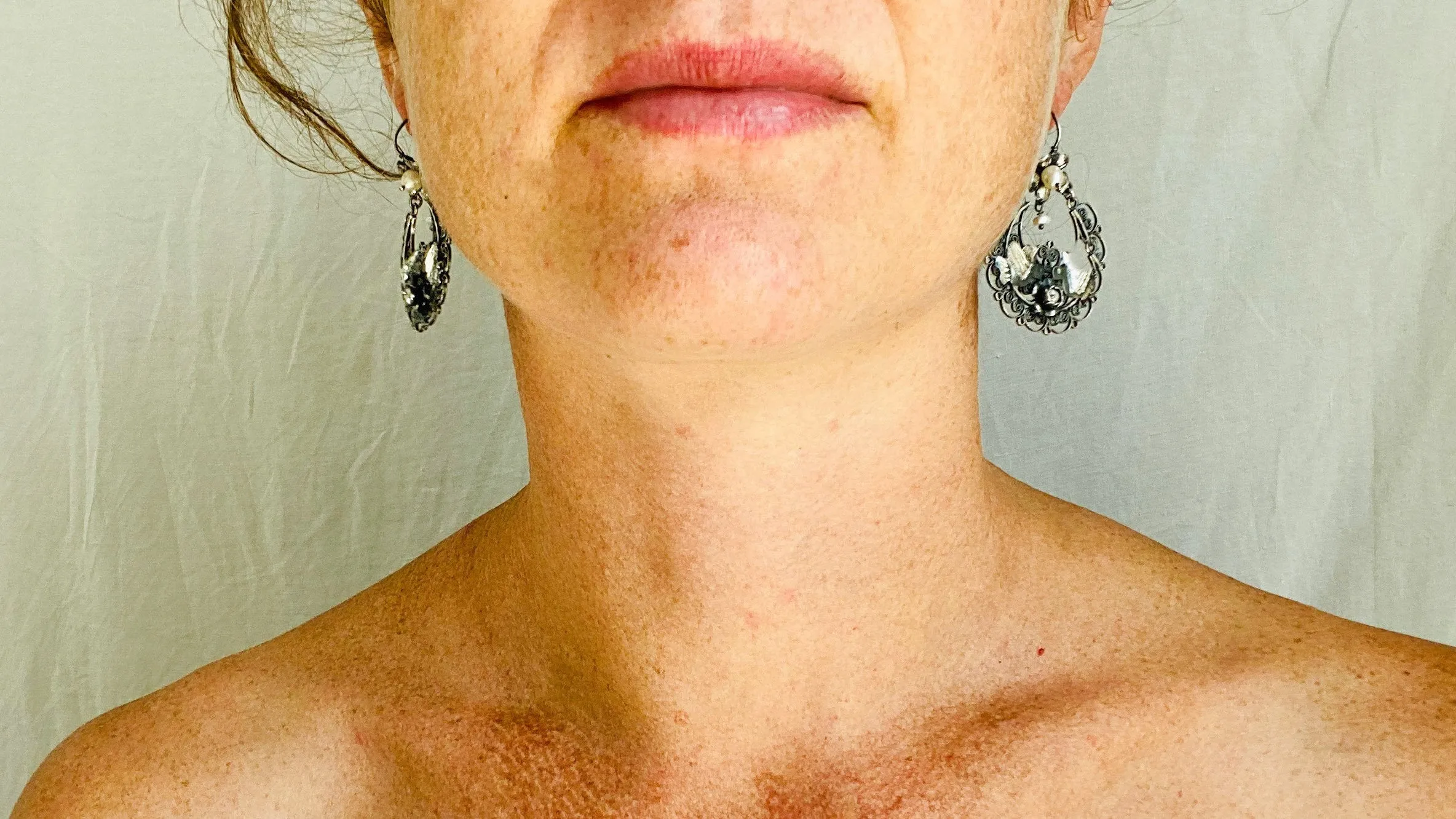 Vintage Oaxacan Filigree Earrings. Sterling Silver & Pearl. Mexico. Frida Kahlo