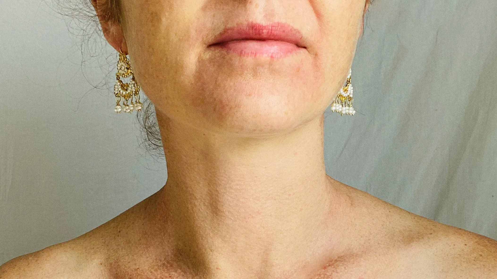 Vintage Oaxacan Gold Filigree Earrings with Pearls. 10k. Mexico. Frida Kahlo. 0048