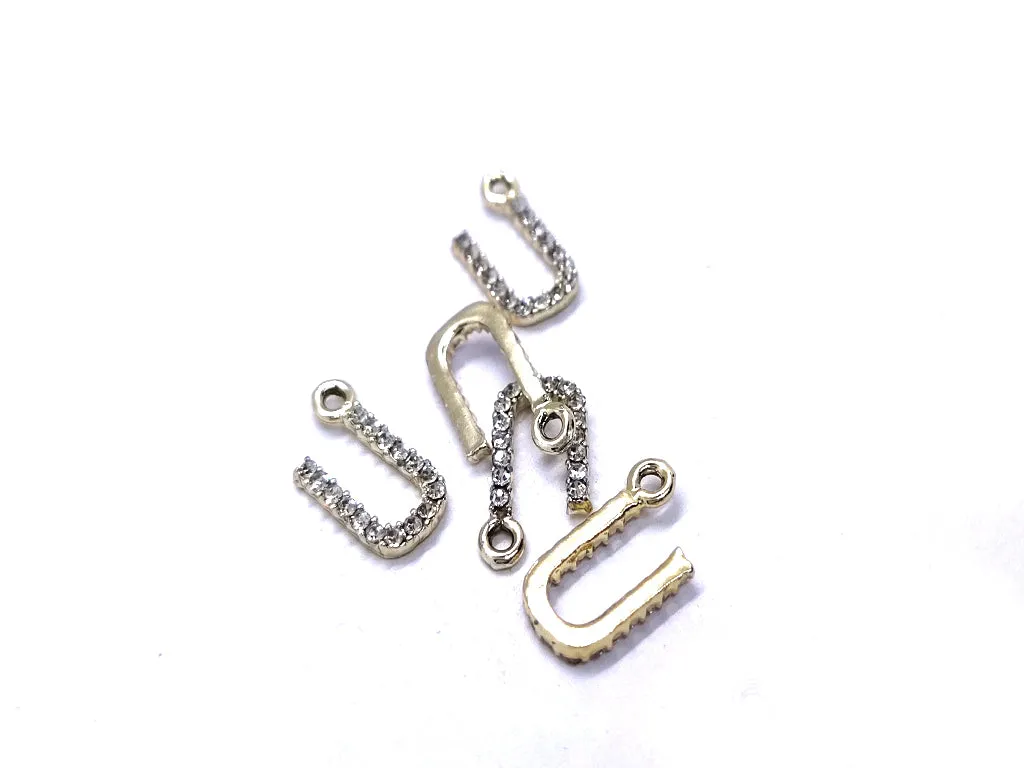 White 'U' Stone Studded Metallic Charms