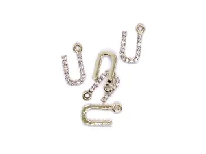 White 'U' Stone Studded Metallic Charms